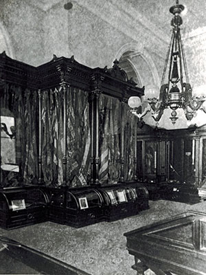 Flags displayed on the 1st Floor of the State Capitol in the early 20th century. Photo ©2014 Look Around You Ventures, LLC.